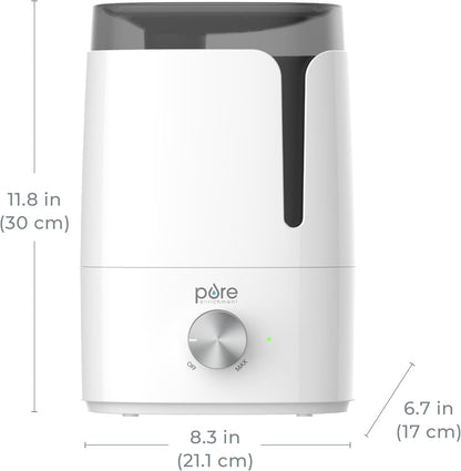 Pure Enrichment HUME Ultrasonic Cool Mist Humidifier - Easy-Clean 3.5L Tank Lasts up to 50 Hours; Whisper Quiet, & Auto Shut-Off for Large Living Rooms, Basements, Bedrooms, Nurseries, & Plants