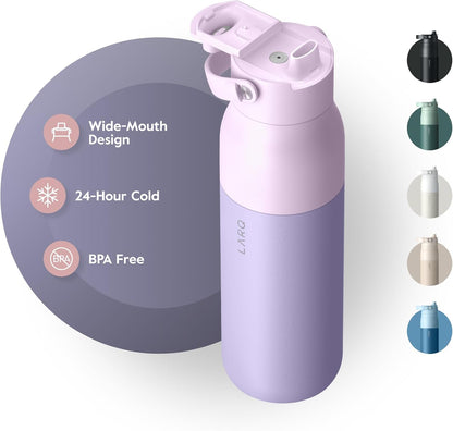 LARQ Bottle Swig Top 34oz - Insulated Stainless Steel Water Bottle With Built-In Silicone Handle | BPA Free | Reusable Water Bottle for Sports, Gym, and Travel, Obsidian Black