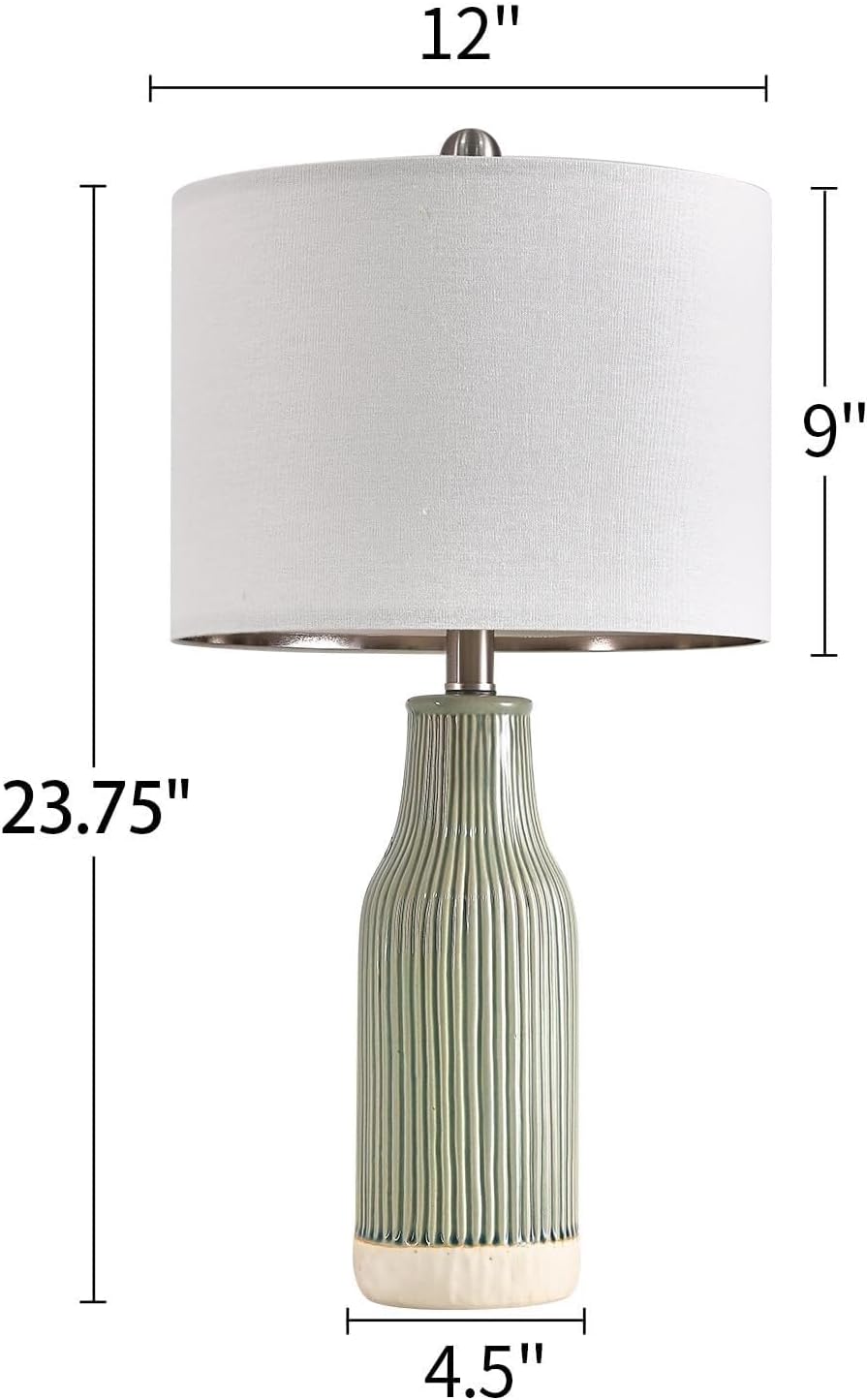 23.75 Inch Modern Ceramic Table Lamp 2 Pack for Living Room, Nightstand, Bedroom Lighting, Gift Suitable for bedrooms, Living Rooms, Offices, Book(Beige)