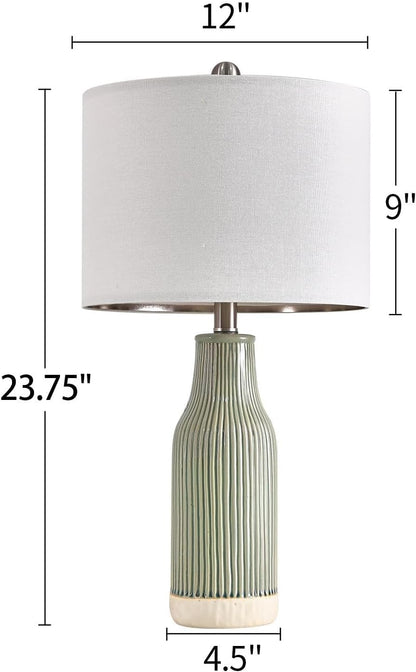 23.75 Inch Modern Ceramic Table Lamp 2 Pack for Living Room, Nightstand, Bedroom Lighting, Gift Suitable for bedrooms, Living Rooms, Offices, Book(Beige)