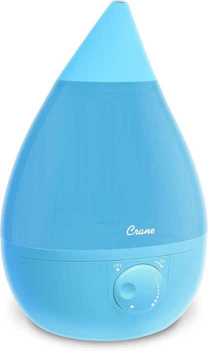 Crane Ultrasonic Cool Mist Humidifier for Bedroom, Baby Nursery, Kids Room, Plants, or Office, Large 1 Gallon Tank, Filter Optional, Orange