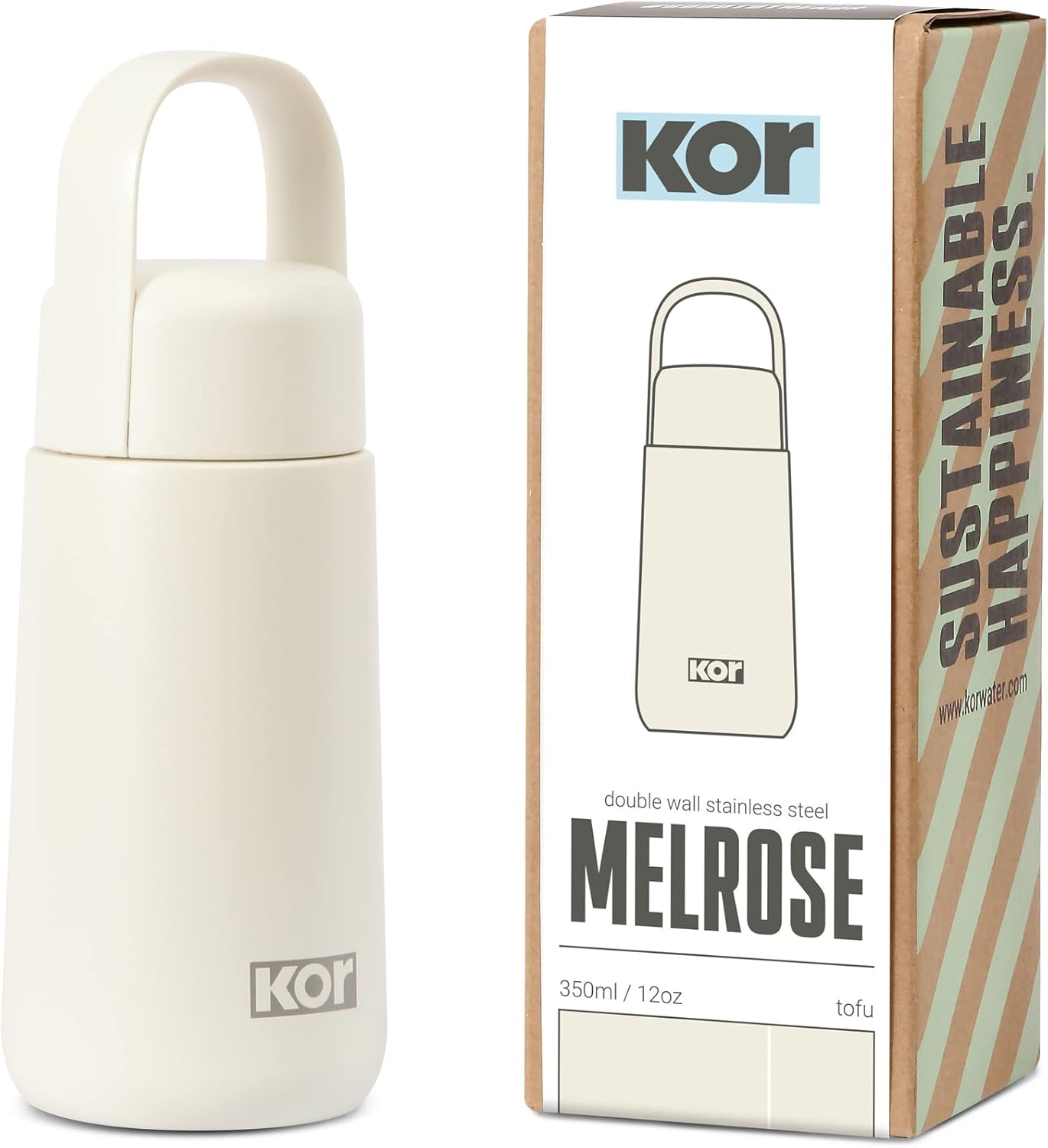 KOR Melrose 27oz Double Wall Insulated Water Bottle - Keeps Beverages Hot for 12hrs, Cold for 24hrs - Stainless Steel Design - Contoured Perfect Spout for Drinking