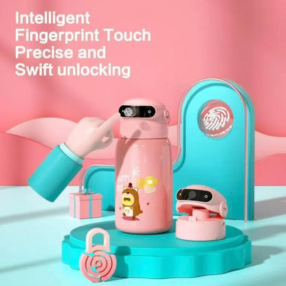 Fingerprint Activated Water Bottle for Kids - Smart & Safe BPA-Free Bottle with Child Lock, 550ml Leak-Proof, Magnetic Charging - Perfect for School & Travel