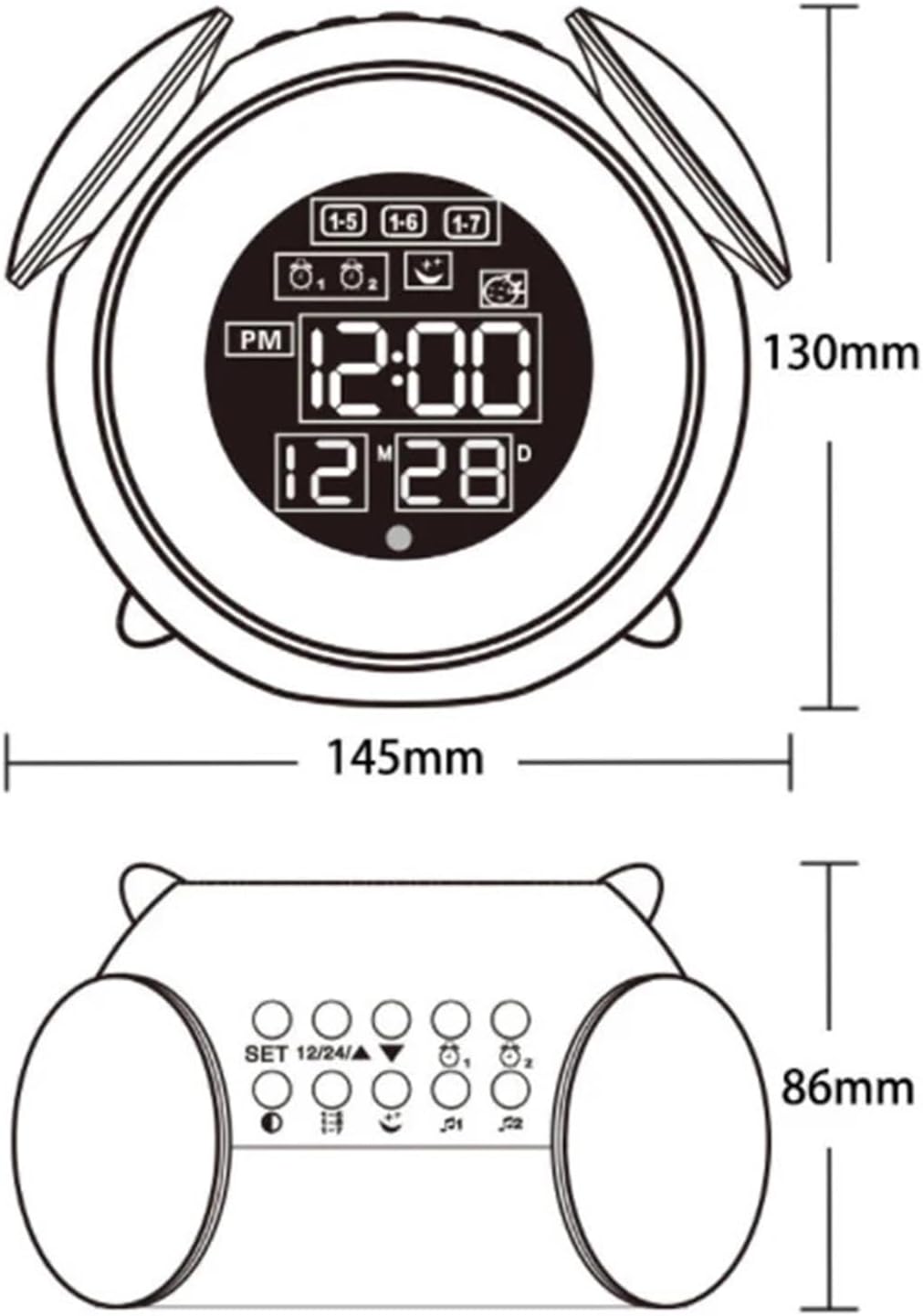 Digital Smart Alarm Clock Cute Night Light Chargeable Child Alarm Clock Kid Gift Digital Clock(Pink)