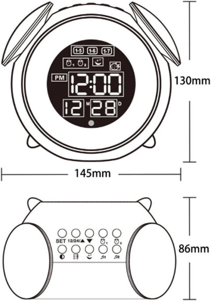 Digital Smart Alarm Clock Cute Night Light Chargeable Child Alarm Clock Kid Gift Digital Clock(Pink)