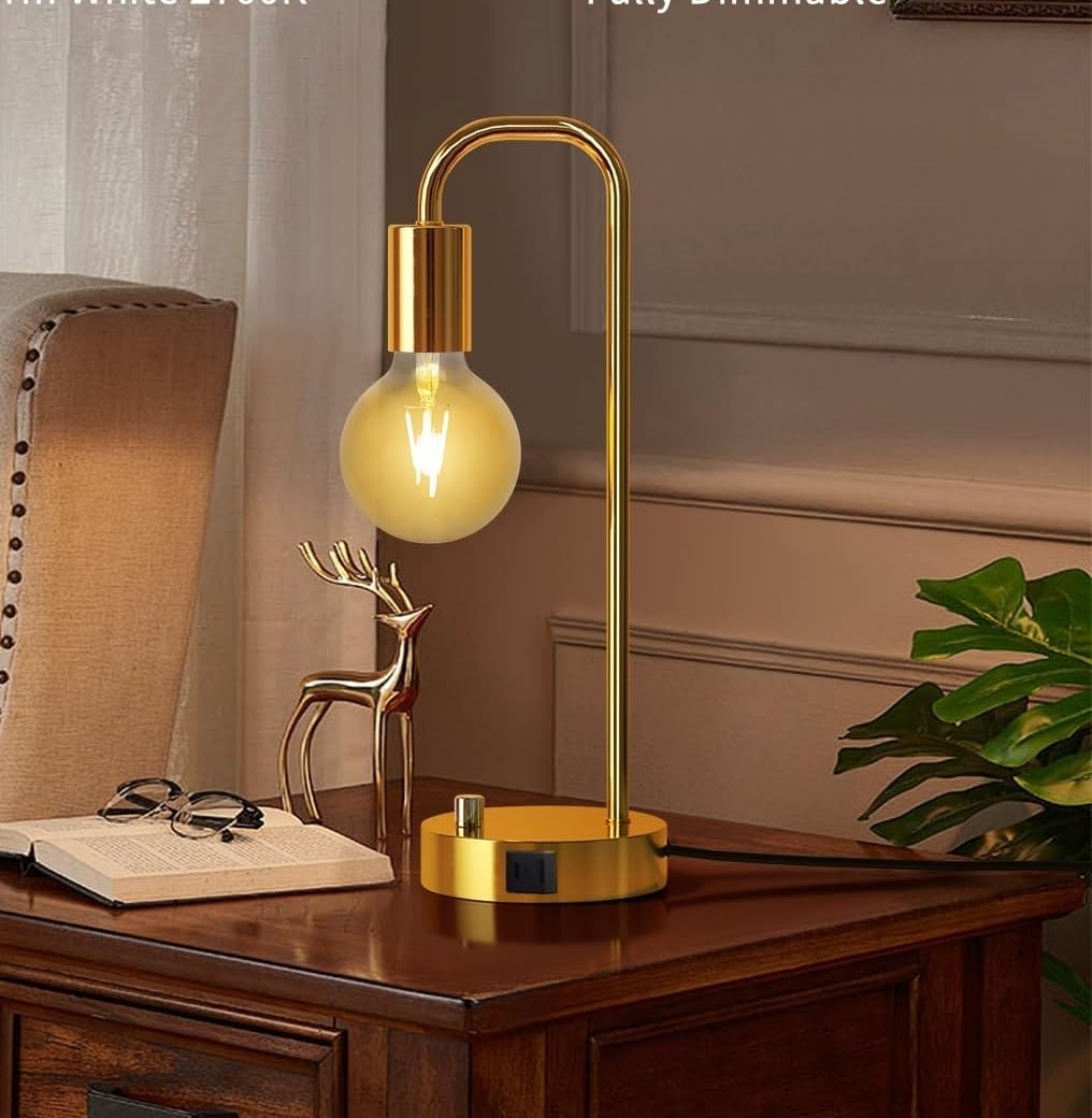 15.75" Modern Industrial Style Desk Lamp with 2 USB Ports, Dimmable, for Bedroom, Living Room, Office Suitable for bedrooms, Living Rooms, Offices, Book(Black)