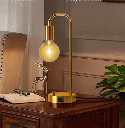 15.75" Modern Industrial Style Desk Lamp with 2 USB Ports, Dimmable, for Bedroom, Living Room, Office Suitable for bedrooms, Living Rooms, Offices, Book(Black)