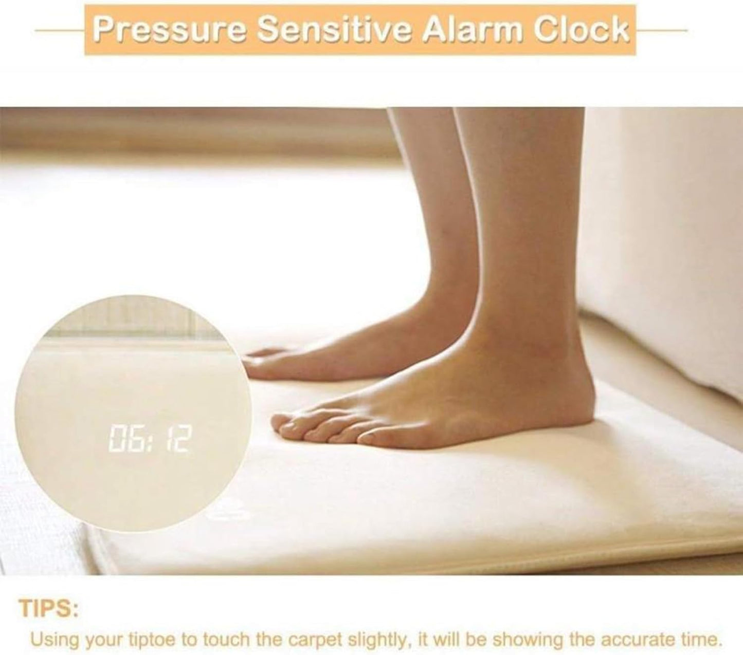 2X Alarm Clock Stand on Pressure Sensitive Battery Smart Alarm Clock Mat Floor Rug LED Time