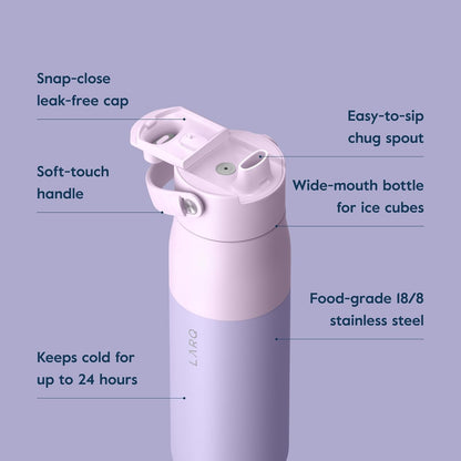 LARQ Bottle Swig Top 34oz - Insulated Stainless Steel Water Bottle With Built-In Silicone Handle | BPA Free | Reusable Water Bottle for Sports, Gym, and Travel, Obsidian Black