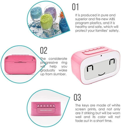 Alarm Clocks,Alarm Clock Cute Desk Clock Smart Backlight/Temperature/Snooze Wake Up Alarm Clocks Battery Operated(Pink)