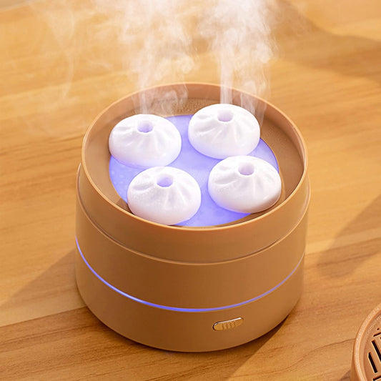 Steamed Bun Shaped Small Humidifier for Bedroom with Night Light Adjustable Spray Modes Auto Shut-Off Personal Desktop Humidifier Cool Mist Air Cooler Gift /1454