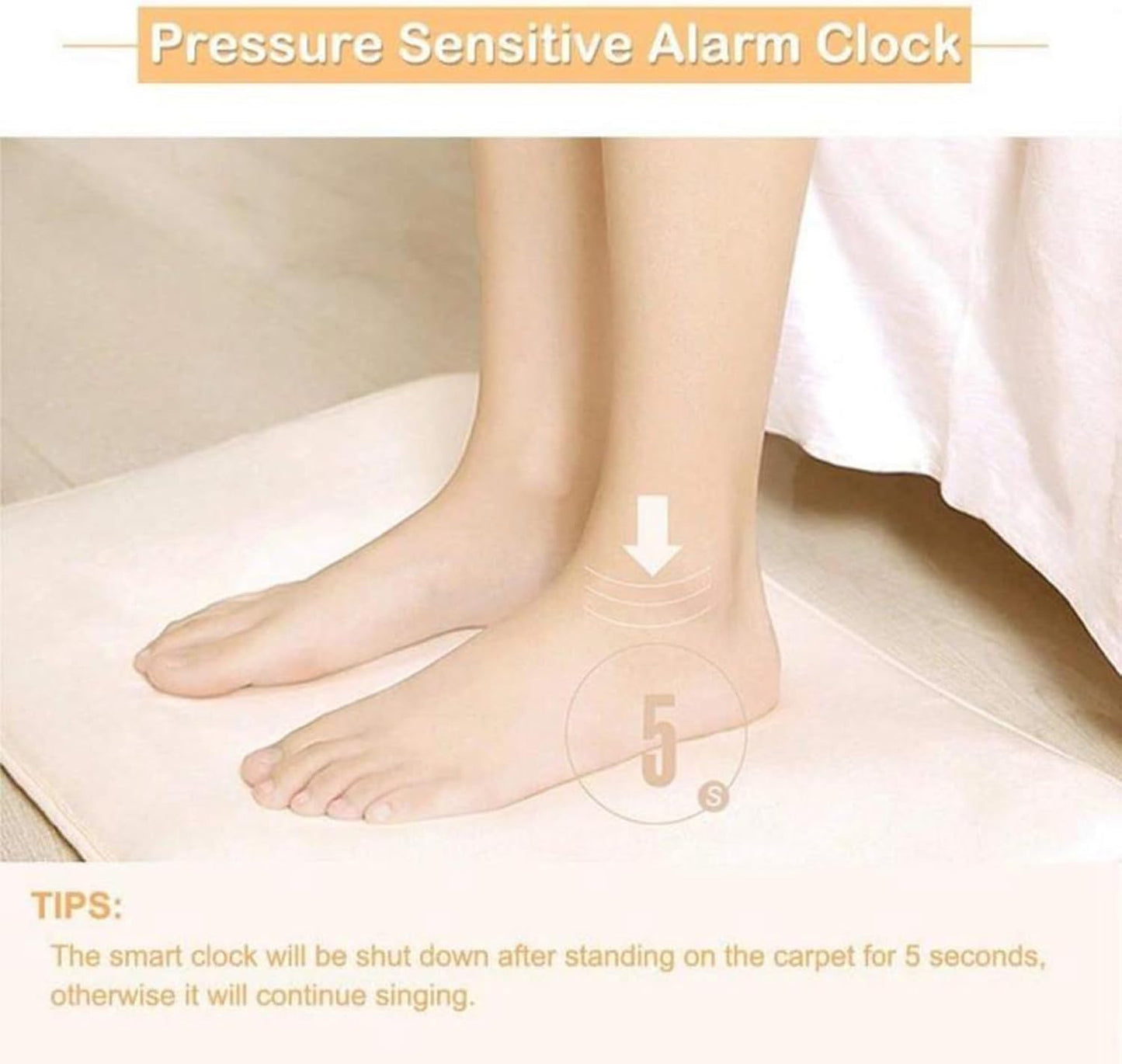 2X Alarm Clock Stand on Pressure Sensitive Battery Smart Alarm Clock Mat Floor Rug LED Time
