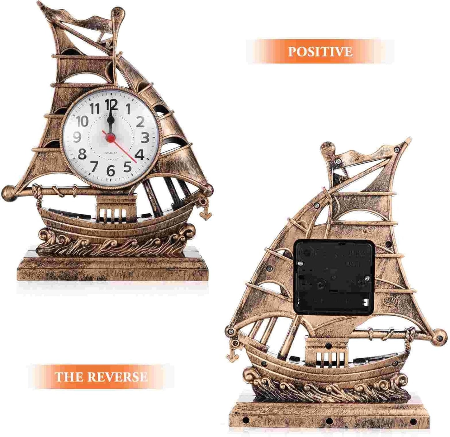 Alarm Clock Beside ﻿ Clock Alarm Sailboat Table Vintage Desk Retro Model Ornament Clocks Nautical Figure Boat Bedside Silent Decoration Desktop Smart Alarm Clock