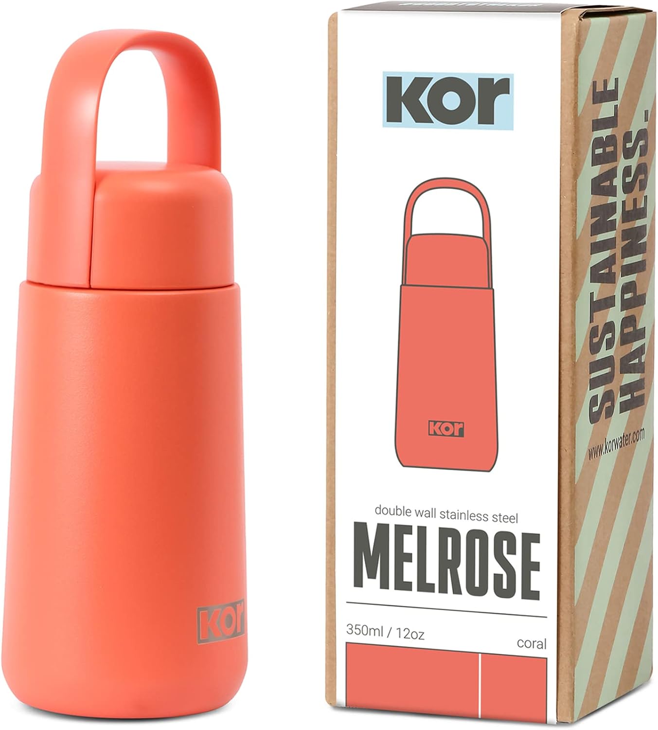 KOR Melrose 27oz Double Wall Insulated Water Bottle - Keeps Beverages Hot for 12hrs, Cold for 24hrs - Stainless Steel Design - Contoured Perfect Spout for Drinking
