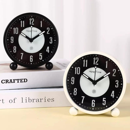 VSULZVNU Alarm Clock Rechargeable Luminous Alarm Clock, Non-Ticking, Louder Bell for Heavy Sleepers, Ideal for Bedroom, Home Office and Dorm Room Smart Alarm Clock (Color : Black)