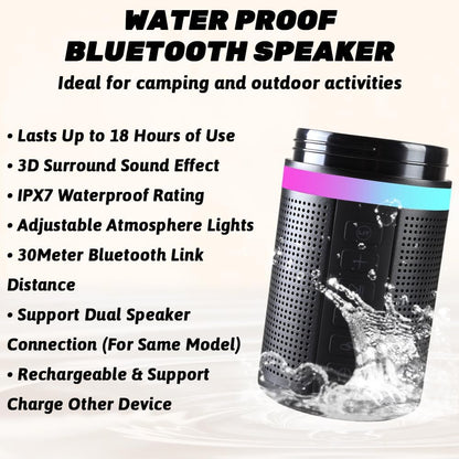 JBM Insulated Water Bottle with Bluetooth Speaker, Leak Proof Straw Lid, RGB LED Lights Stainless Steel Water Bottle for Sports (White)