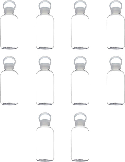 DISCOUNT PROMOS 10 Beau Water Bottles with Handle Set, 20 oz. - Flexi-Grip, Plastic, Drinkware - Clear