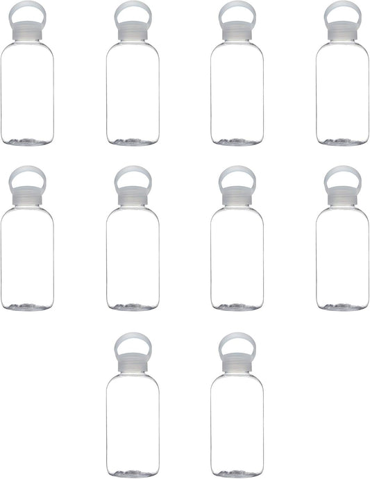 DISCOUNT PROMOS 10 Beau Water Bottles with Handle Set, 20 oz. - Flexi-Grip, Plastic, Drinkware - Clear