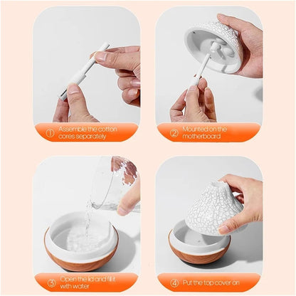 Humidifier, 300ml Volcano Air Humidifier Desktop Electric USB Water Mist Diffuser Purifier Air Freshener With 7 Colors Night,for Bedroom(White Crackle)