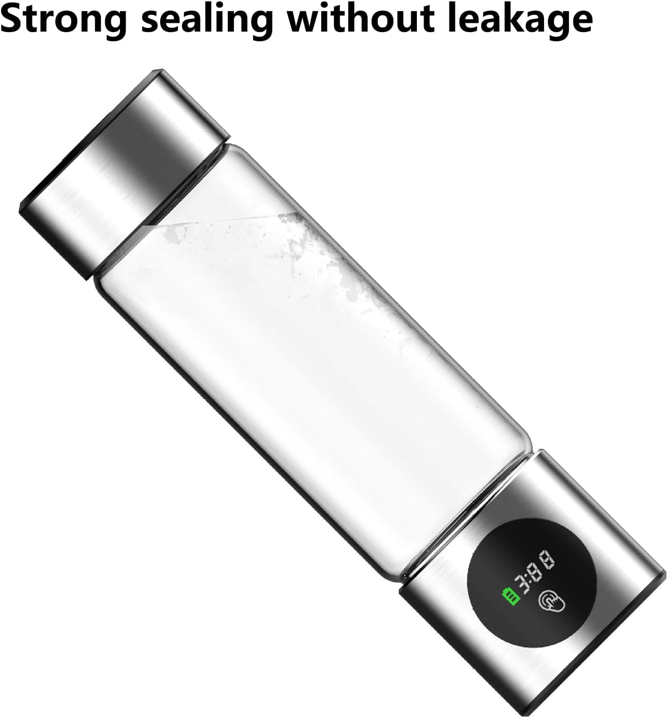 Hydrogen Water Bottle Generator, 460ml Rechargeable Glass Hydrogen-Rich Water Cup, PEM Molecular Hydrogen Water Ionizer, Smart Portable Hydrogen Bottle for Travel, Fitness, and Daily Hydration