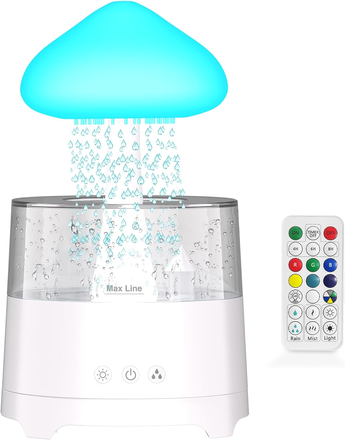 Diffuserlove Rain Diffuser Cloud Humidifier 450ML Diffuser Water Drip Waterfall Lamp Mushroom Humidifier (Size: 6.54''x10.5'')