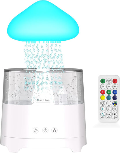 Diffuserlove Rain Diffuser Cloud Humidifier 450ML Diffuser Water Drip Waterfall Lamp Mushroom Humidifier (Size: 6.54''x10.5'')