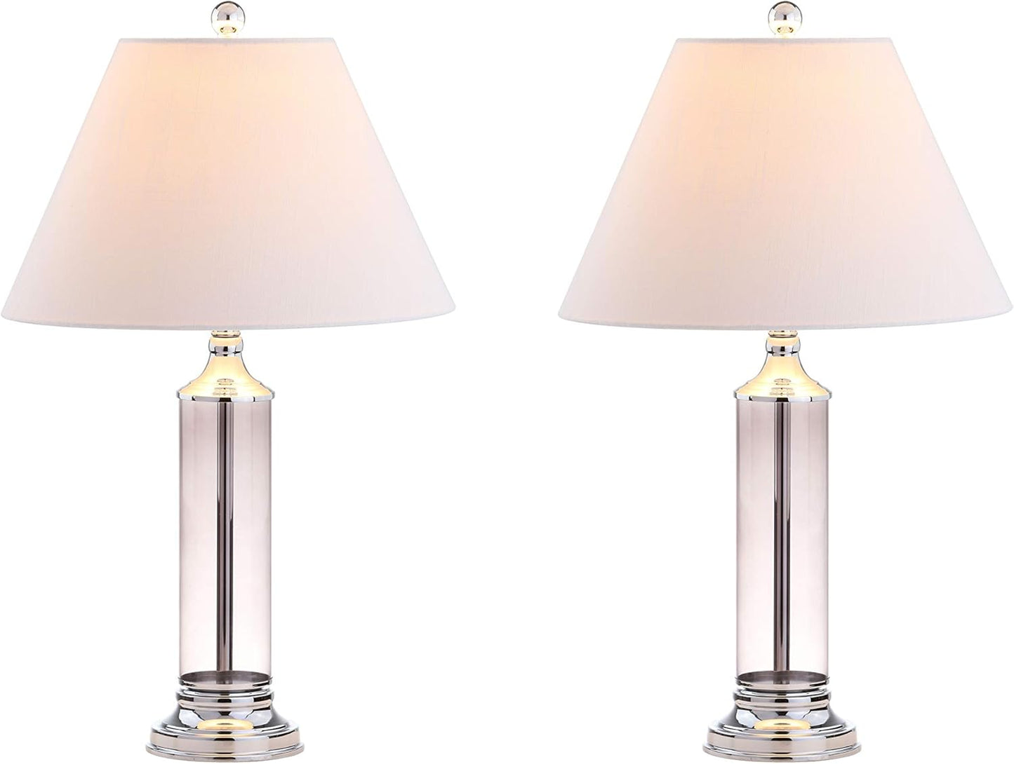 JONATHAN Y JYL4014B-SET2 Set of 2 Table Lamps Astor 29" Glass LED Table Lamp Contemporary Bedside Desk Nightstand Lamp for Bedroom Living Room Office College Bookcase, Smoked Gray