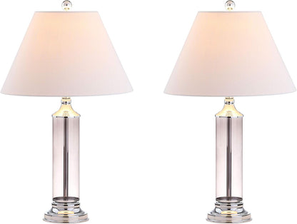 JONATHAN Y JYL4014B-SET2 Set of 2 Table Lamps Astor 29" Glass LED Table Lamp Contemporary Bedside Desk Nightstand Lamp for Bedroom Living Room Office College Bookcase, Smoked Gray