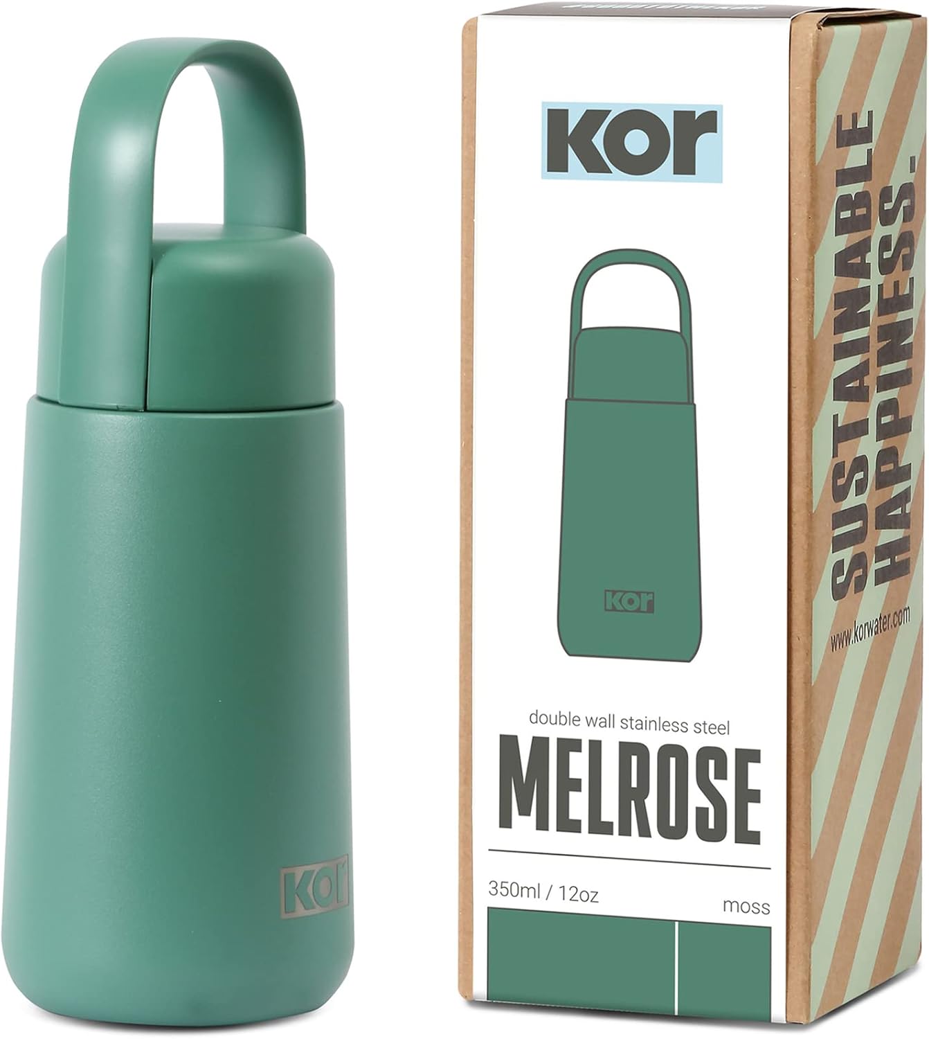 KOR Melrose 27oz Double Wall Insulated Water Bottle - Keeps Beverages Hot for 12hrs, Cold for 24hrs - Stainless Steel Design - Contoured Perfect Spout for Drinking
