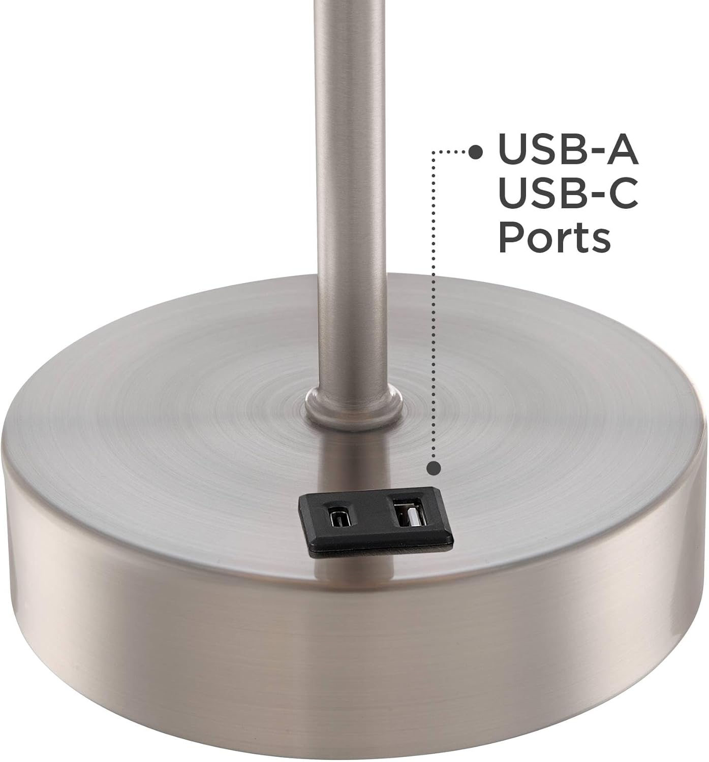 360 Lighting Justin Modern Accent 3-Way Table Lamps 18" High Set of 2 with USB Charging Port and Table Top Dimmers Silver Metal White Fabric Empire Shade for Bedroom House Bedside Home