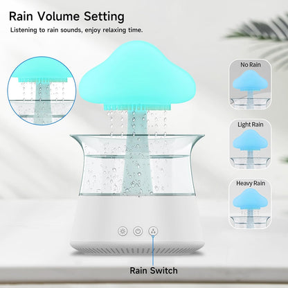 Cloud Rain Humidifier, Colorful Light Raindrop Aroma Diffuser Humidifiers with 7 Color Changing Lights Desktop Fountain Water Drop Sound for Home Office (Wood + Remote Control)