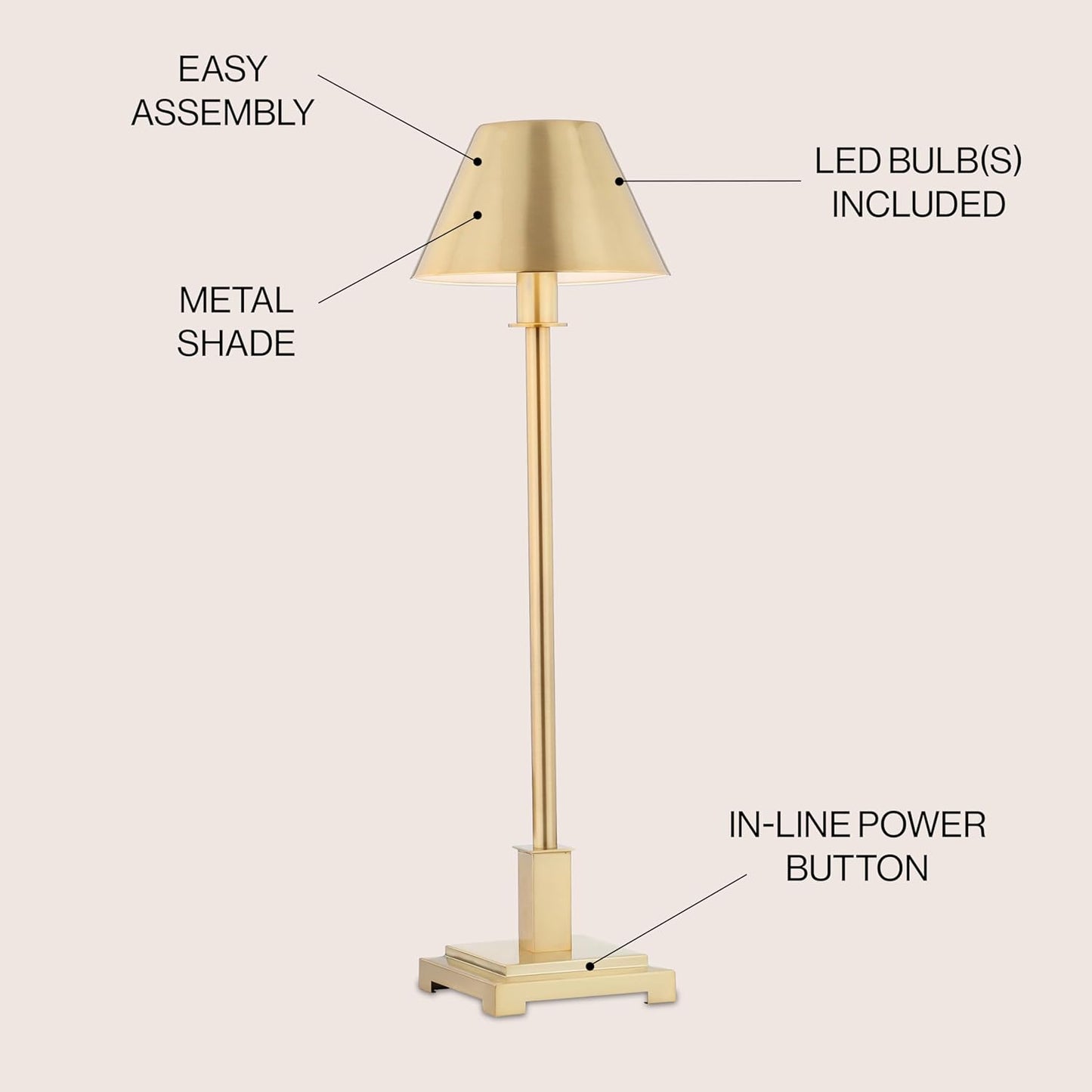 JONATHAN Y JYL6006A Roxy 26" Metal Shade LED Table Lamp Contemporary Modern Bedside Desk Nightstand Lamp for Bedroom Living Room Office College Bookcase LED Bulb Included, Chrome