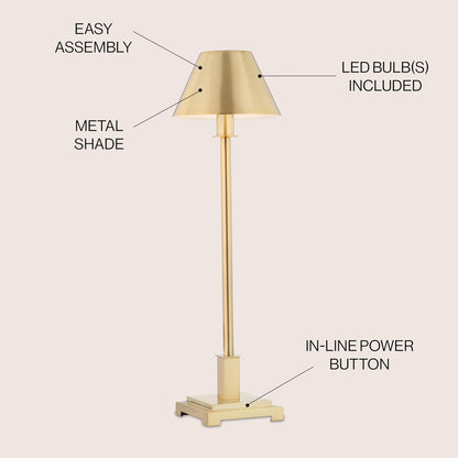 JONATHAN Y JYL6006A Roxy 26" Metal Shade LED Table Lamp Contemporary Modern Bedside Desk Nightstand Lamp for Bedroom Living Room Office College Bookcase LED Bulb Included, Chrome