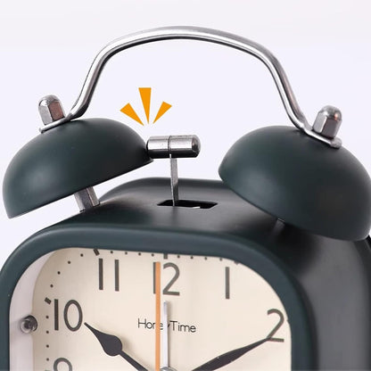 VSULZVNU Alarm Clock Twin Bell Alarm Clock, Non-Ticking Silent Battery Operated Alarm Clock with Backlight for Bedroom Bedside Desk Smart Alarm Clock (Color : B)