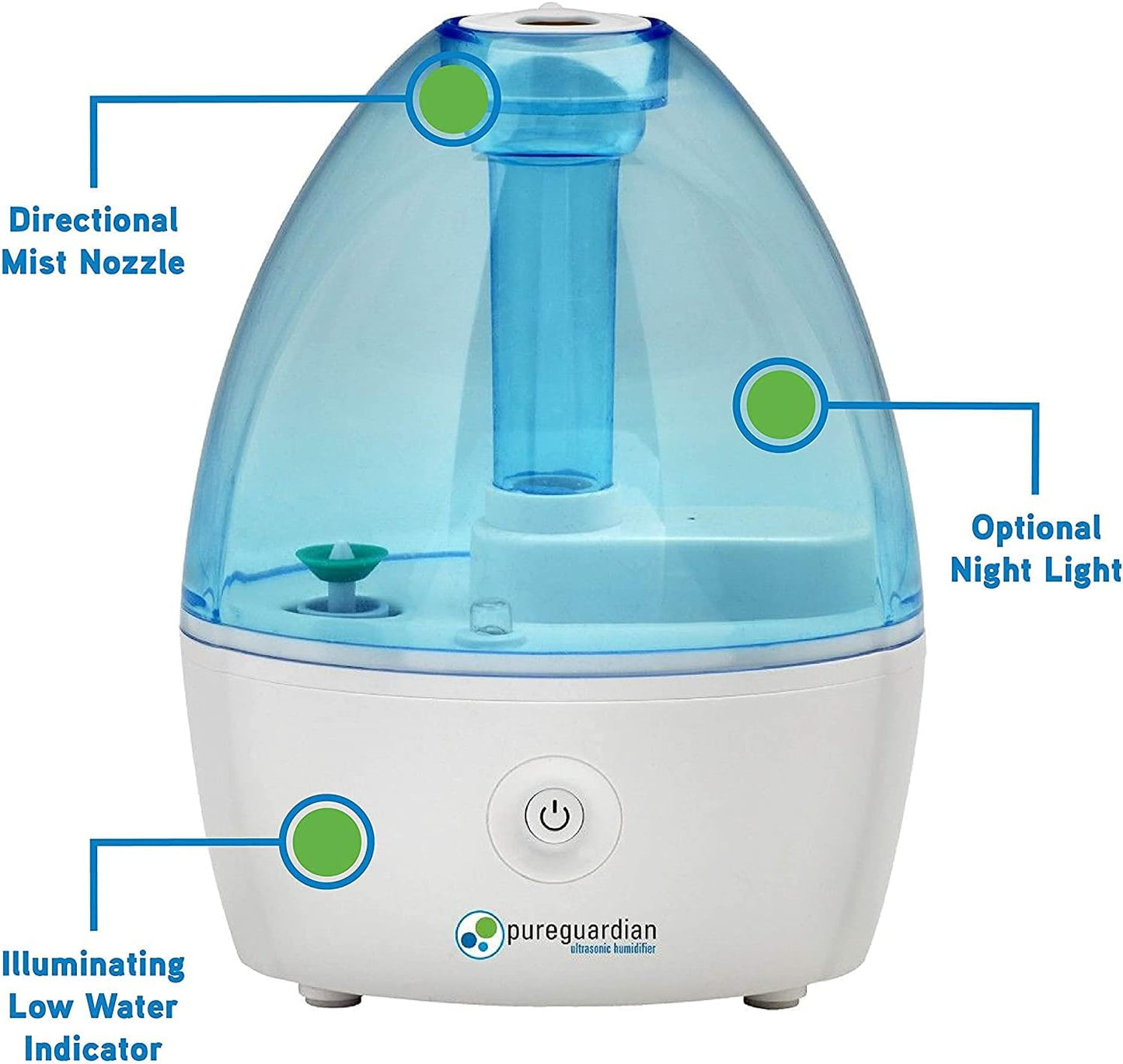 PureGuardian H910BL2PK Ultrasonic Cool Mist Humidifier, 14 Hrs. Run Time, 210 Sq. Ft. Coverage, Small Rooms, Quiet, Filter Free, Treated Tank, 2 Pack