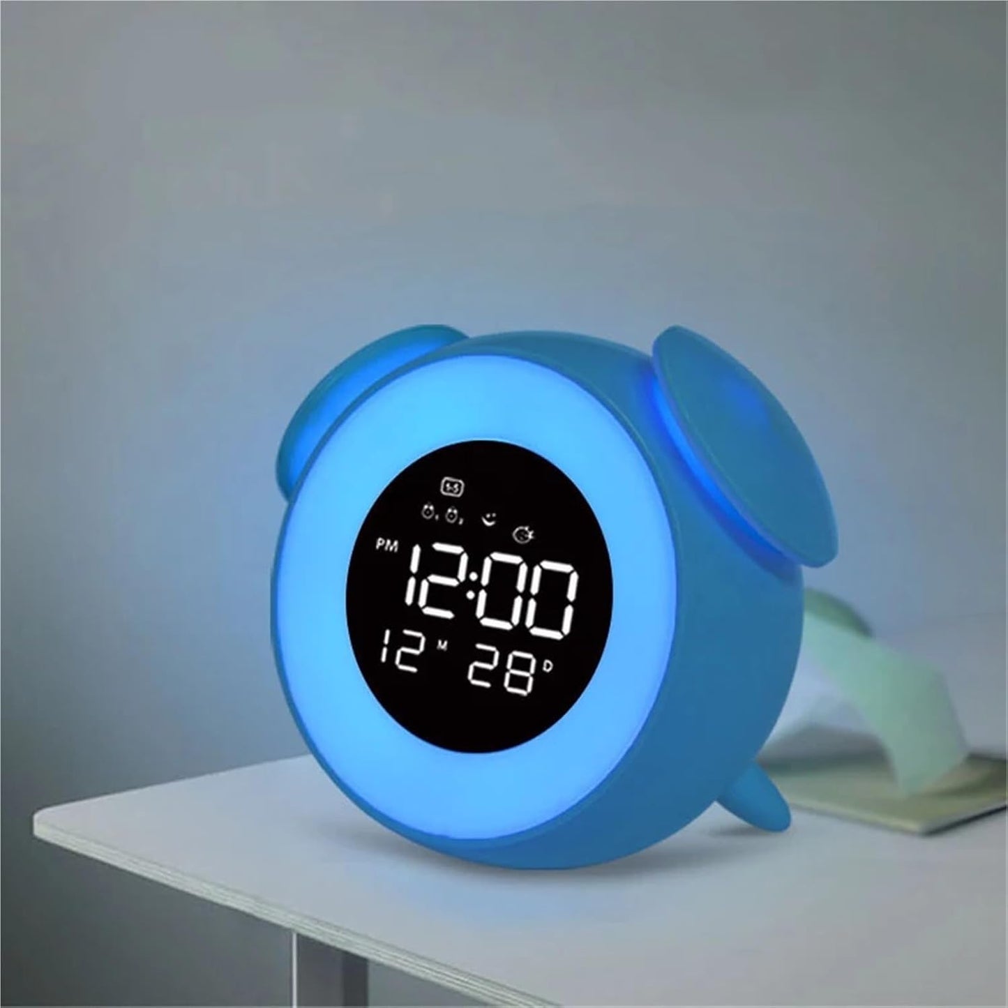 Digital Smart Alarm Clock Cute Night Light Chargeable Child Alarm Clock Kid Gift Digital Clock(Pink)