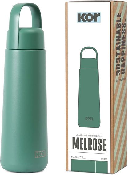 KOR Melrose 27oz Double Wall Insulated Water Bottle - Keeps Beverages Hot for 12hrs, Cold for 24hrs - Stainless Steel Design - Contoured Perfect Spout for Drinking