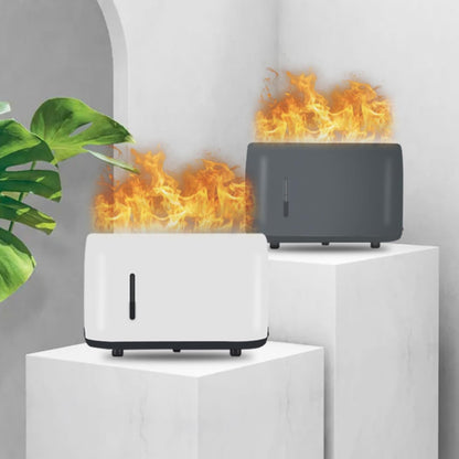 2 In 1 Air Purifier and Humidifier,Flame Humidifier,7 Flame Light Colors,Fine Mist Water Shortage And Power Outage Silent Humidification Relaxing and Comfortable,A white,US