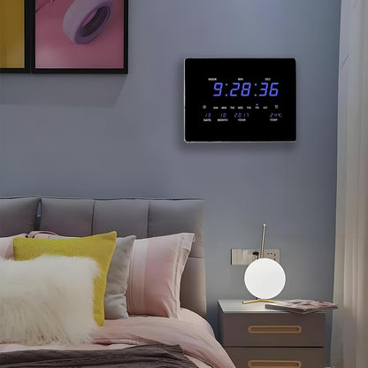 JEKKAH Family Living Room Wall Clock Smart Clock Large Screen Hourly Silent Alarm Clock Home Use, 12/24 Hours, Bedroom Alarm Clock, Living Room