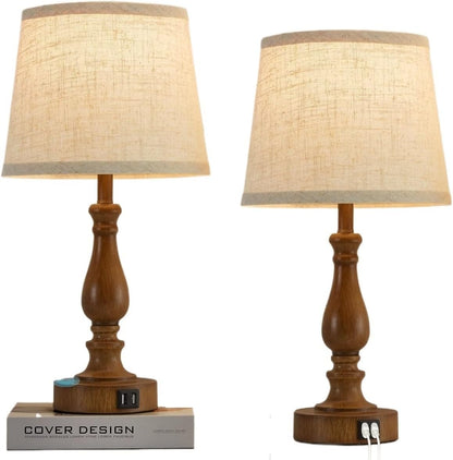 19-inch Touch Table Lamp 2-Piece Set With USB Port, 3-Way Dimmable, Linen Shade For Living Room Reading suitable for bedrooms, living rooms, offices, book(Light oat color Shade and Black Base)