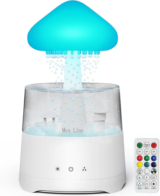Diffuserlove Cloud Humidifier Rain Water Drip Diffuser Humidifier 450ML with Remote Mushroom Lamp Humidifier Rain Sounds Humidifier Air Humidifiers for Bedroom Desk