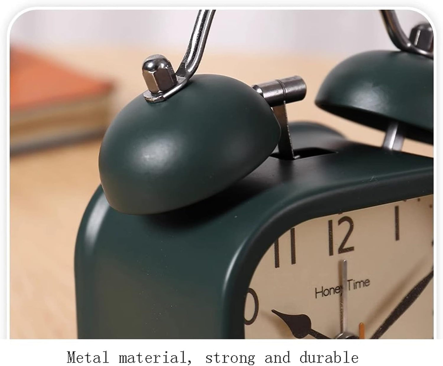 VSULZVNU Alarm Clock Twin Bell Alarm Clock, Non-Ticking Silent Battery Operated Alarm Clock with Backlight for Bedroom Bedside Desk Smart Alarm Clock (Color : B)