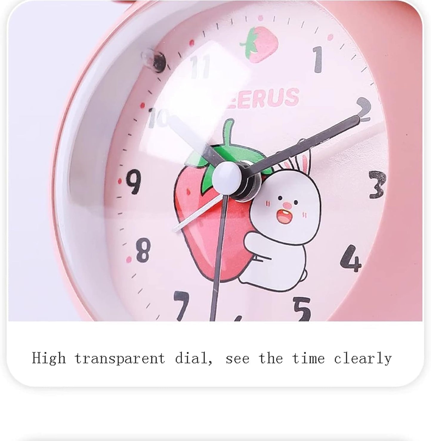Alarm Clock Kids Alarm Clock Double Bell Clock, with Night Light, Home Cute Battery Operated Analog Mini Round Bedside Desk Alarm Clock Smart Alarm Clock (Color : E)