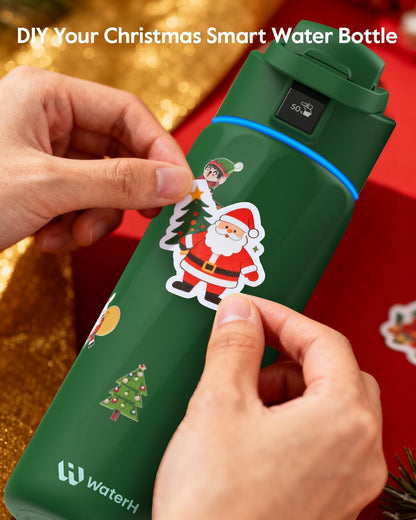 BOOST Smart Water Bottle with Reminder & Tracker, 24oz Vacuum Insulated Bottles Stainless Steel, BPA-Free, Wide Mouth, Ideal Gift for Men, Women, Christmas, Halloween, New Year, Gym, Office, School