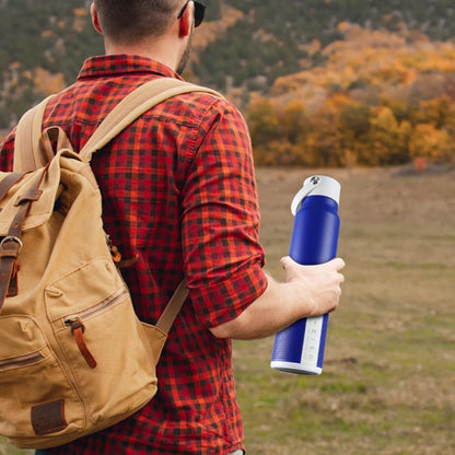 JBM Insulated Water Bottle with Bluetooth Speaker, Leak Proof Straw Lid, RGB LED Lights Stainless Steel Water Bottle for Sports (White)