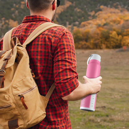 JBM Insulated Water Bottle with Bluetooth Speaker, Leak Proof Straw Lid, RGB LED Lights Stainless Steel Water Bottle for Sports (White)