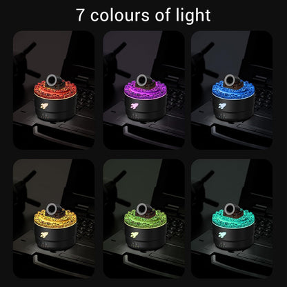 Essential Oil Diffuser Humidifier 200ml Quiet Volcano Cool Mist Humidifier Aromatherapy Diffuser with 7 Colors Light for Bedroom Office (Black)