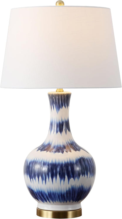 JONATHAN Y JYL3054A Tucker 30.5" Striped Ceramic/Metal LED Table Lamp Contemporary Transitional Bedside Desk Nightstand Lamp for Bedroom Living Room Office College Bookcase LED Bulb Included, Green