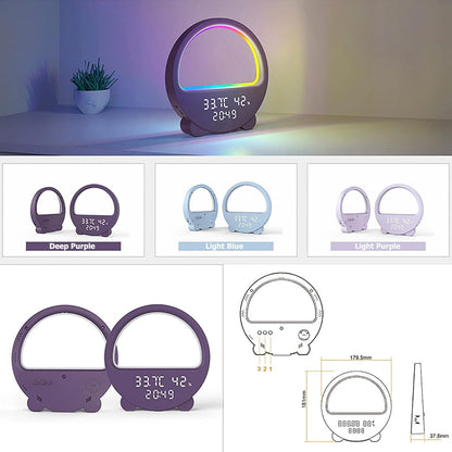 LED Night Light RGB Atmosphere Desk Lamp, Smart Multifunctional Alarm Clock, Music Sync, Temperature & Humidity Display, Ideal for Bedroom, Living Room (Color : Light Blue)
