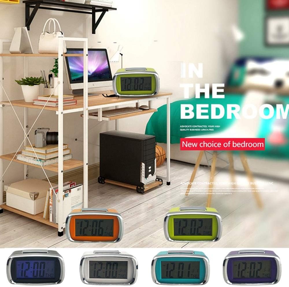 Alarm Clocks New Smart LCD Night Light Display Clock Snooze Fuction Student Bedroom Desk Table Clocks Candy Color Digital Alarm Clock Clock for Bedroom (Color : 3) (6)